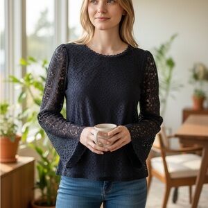 Banana Republic Navy Lace Women's Top